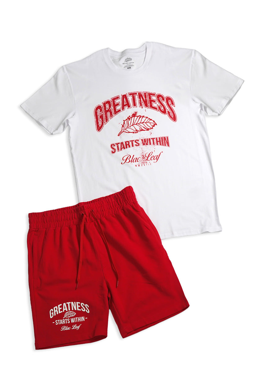 Greatness Starts Within White Domestic Tee and Shorts Bundle
