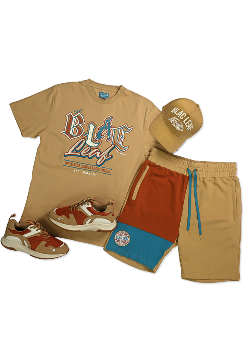 Greatness Within Patchwork Shirt, Shorts, Trucker Hat & Sneakers Bundle