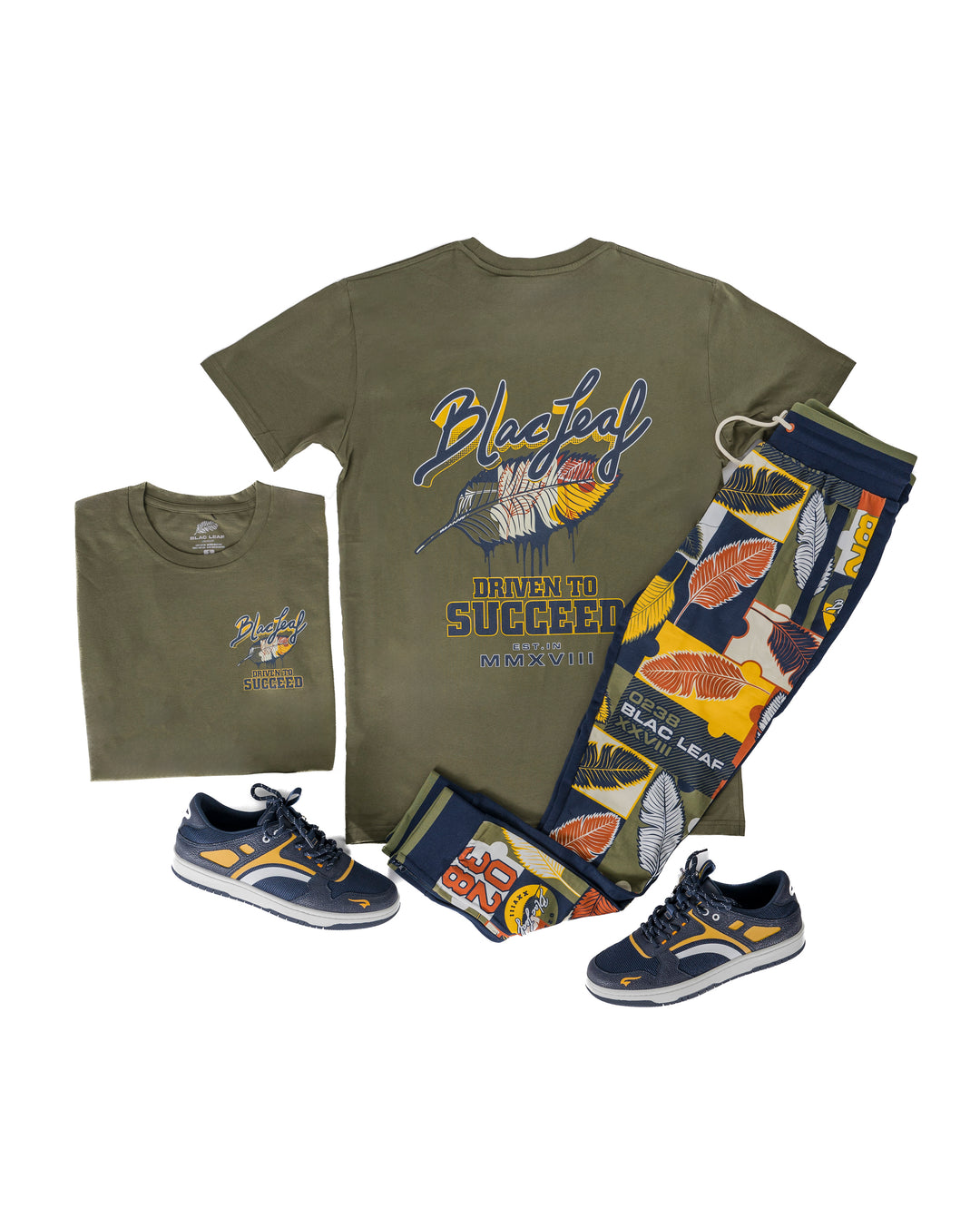 Driven To Succeed Olive Tee, Jogger and Sneaker Combo