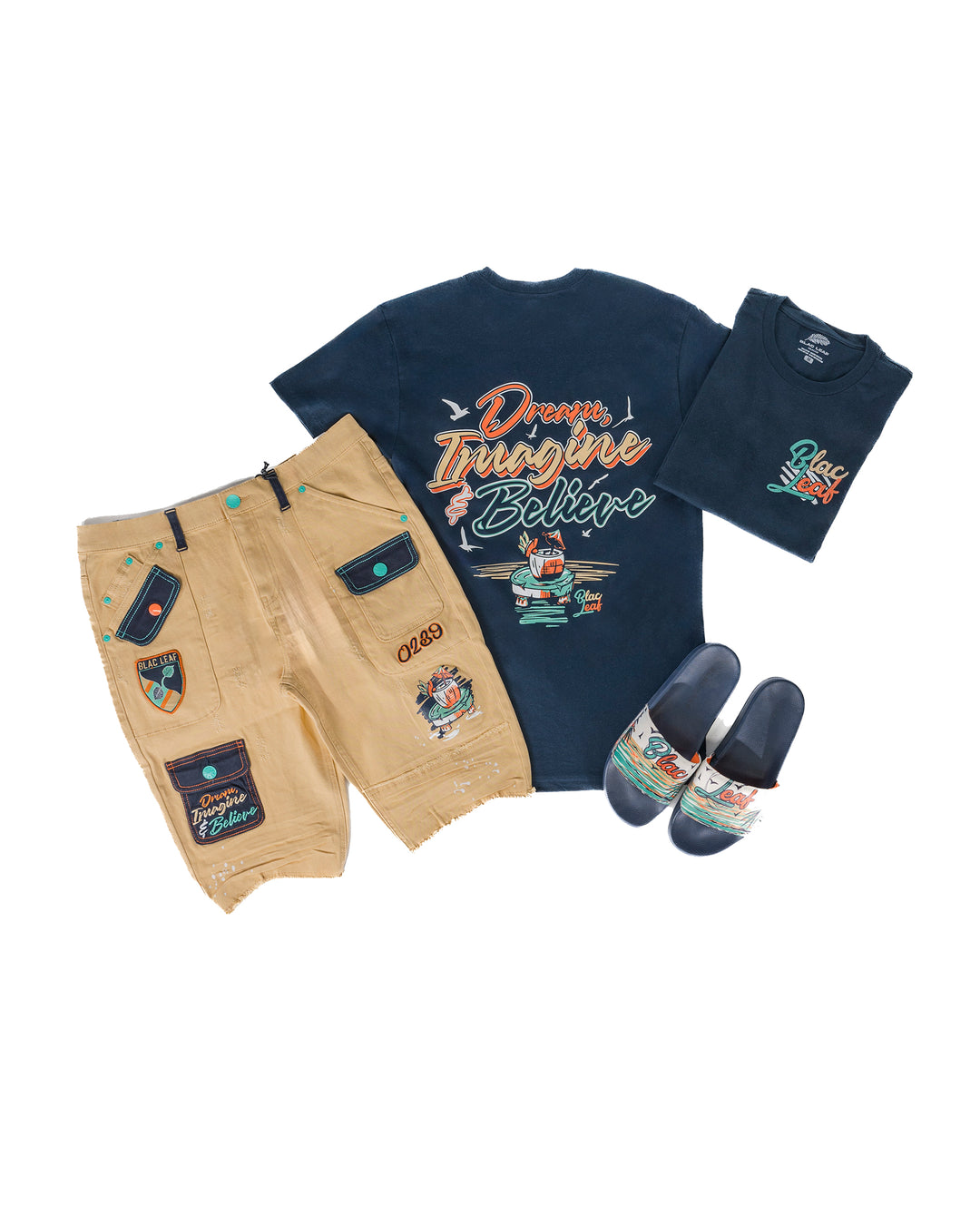 Vibes Of Paradise Navy Shirt, Shorts and Slide Combo