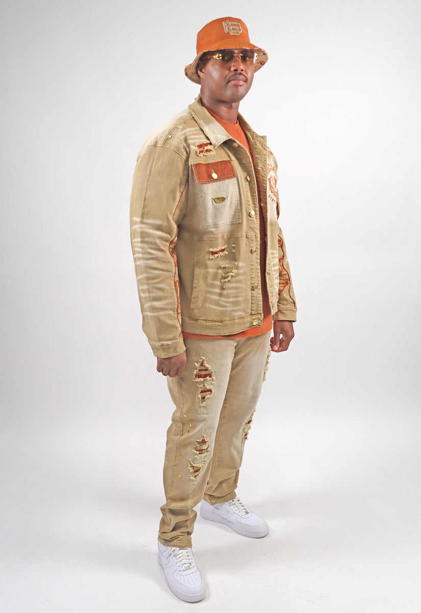 Stay Elevated Denim Jacket, Denim Jeans and Bucket Hat Bundle