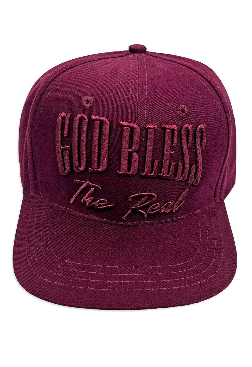 God Bless The Real Strapback Hat Burgundy