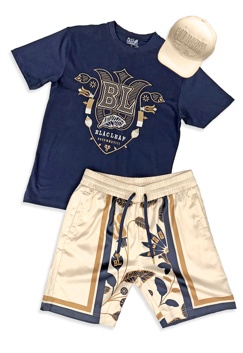 Ricko Embroidered Shirt, Silk Short and Strapback Hat Bundle