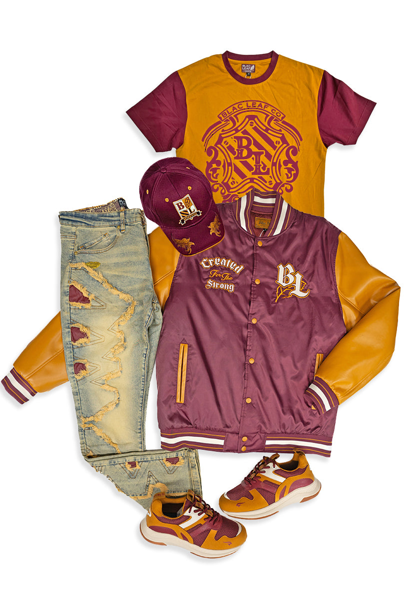 Created For The Strong Jacket, Bitten Denim Jeans, Luxury T-Shirt & Dad Hat Bundle (Sneakers not included)