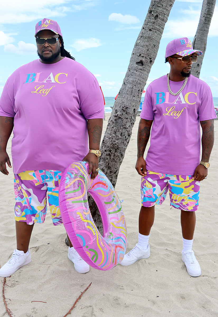 Branded Embroidered Colorblock T-Shirt and AOP Shorts Bundle (Medium Special)