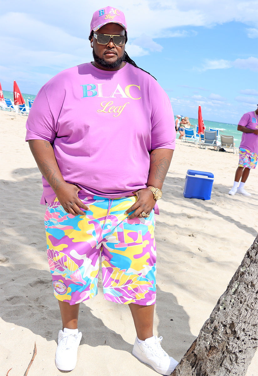 Branded Embroidered Colorblock T-Shirt and AOP Shorts Bundle (Medium Special)