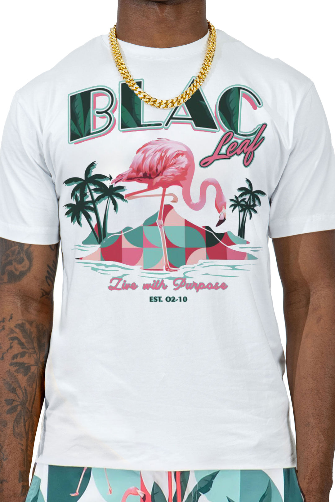 Live With Purpose Flamingo White Shirt