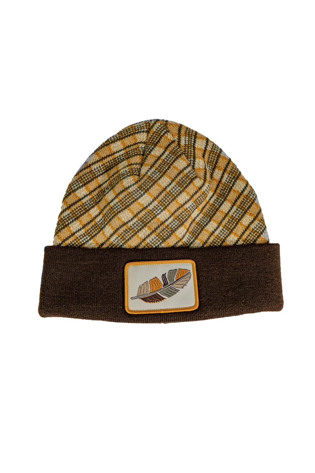 Consistent Progress Plaid Embroidered Patch Beanie