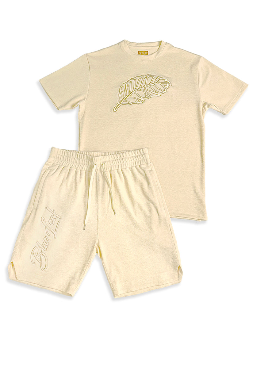 Prestige Logo Leaf Shirt and Prestige Short Cream Bundle