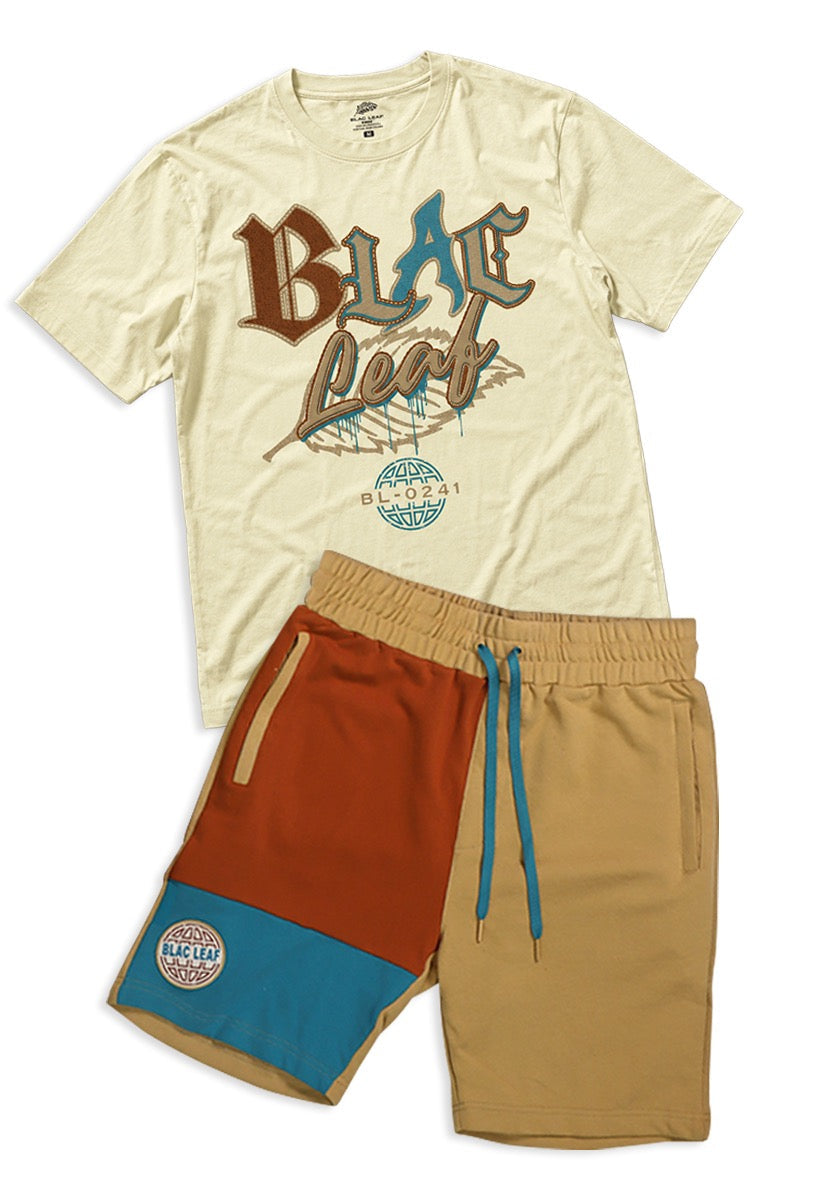 Copy of  Greatness Within Natural Domestic Tee and Knit Patchwork Short Bundle
