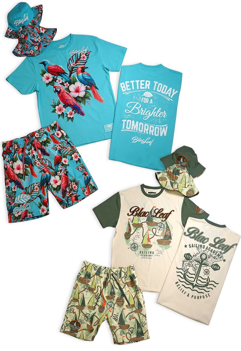 Copy of  Tropical Arrangement T-Shirt, AOP Shorts and Bucket Hat Bundle