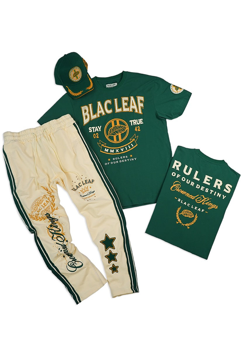 Copy of  Blac Leaf Rulers T-Shirt, Jogger and Dad Hat Bundle (Green/Natural)