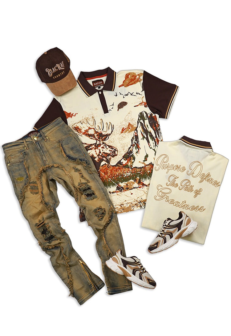 Copy of  Path of Greatness Polo Shirt, Denim Jeans and Trucker Hat Bundle