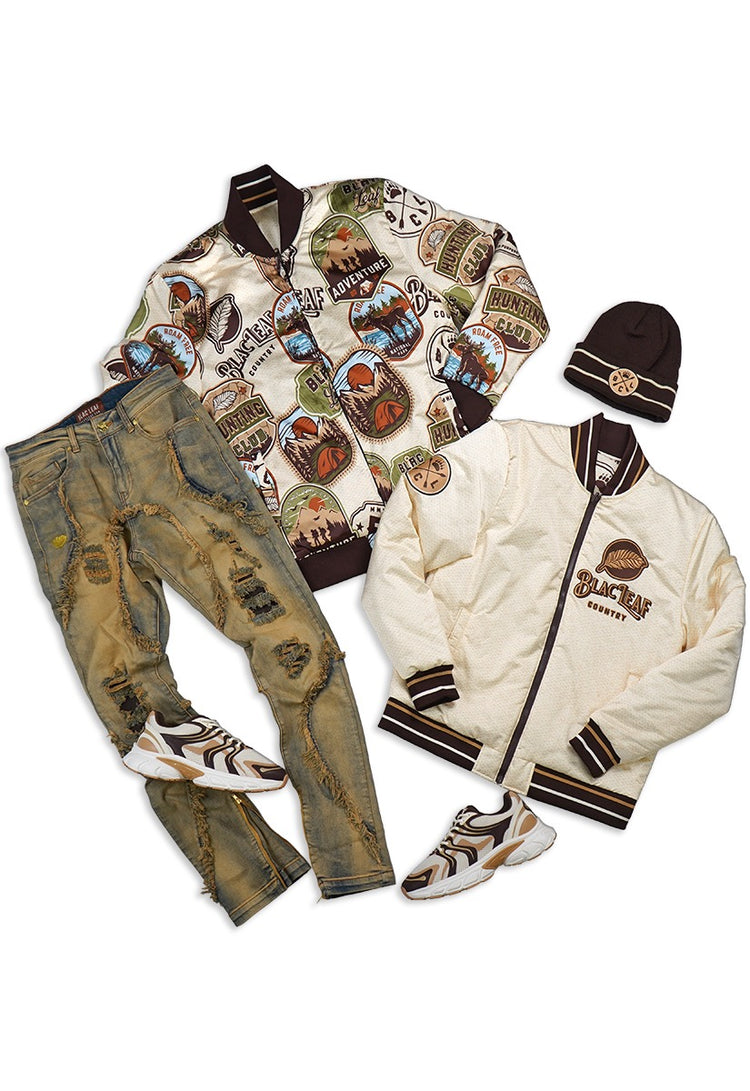 Hunting Club Reversible Bomber Jacket, Denim Jeans and Beanie Bundle