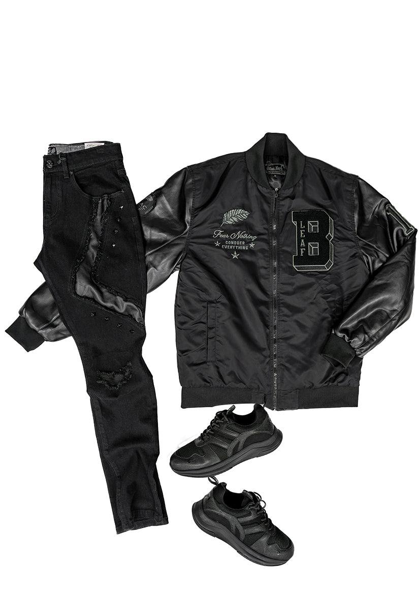 Fear Nothing Bomber Jacket Bundle, Denim Jeans and Sneakers Bundle