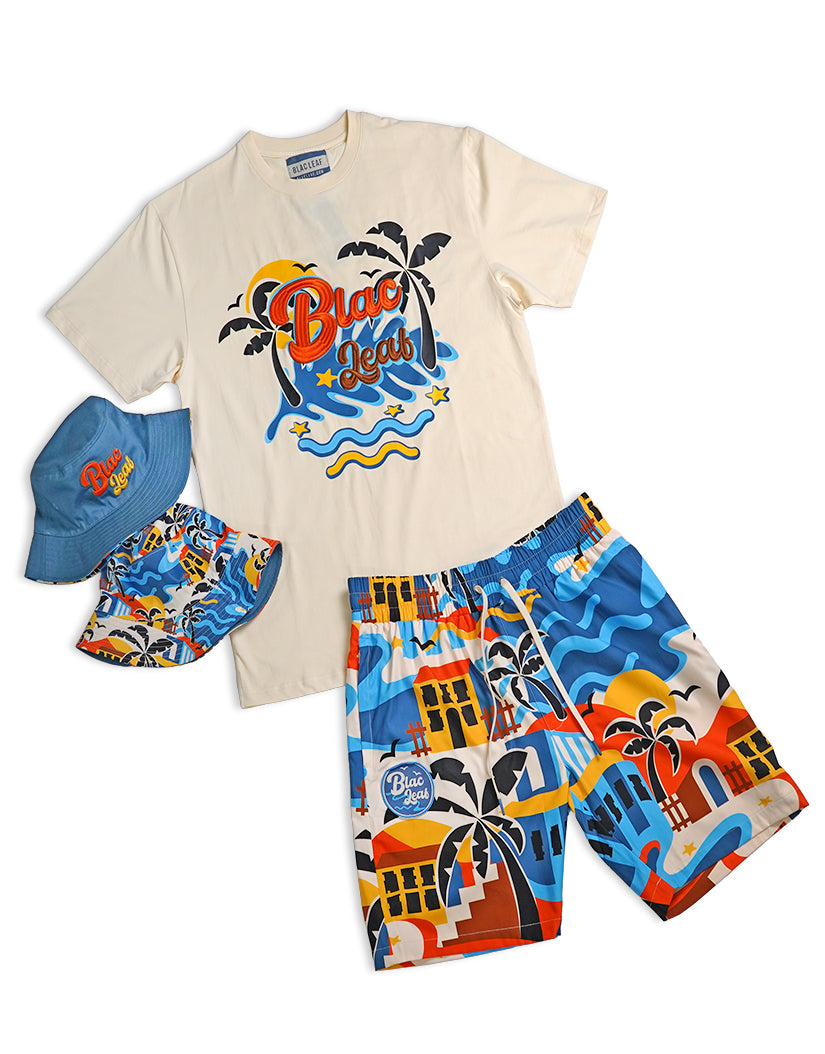 Life is Wonderful T-Shirt, AOP Shorts and Bucket Hat Bundle