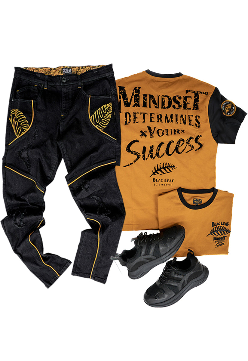 Mindset Determines Success Shirt and Denim Jeans Bundle (Sneakers Not Included)