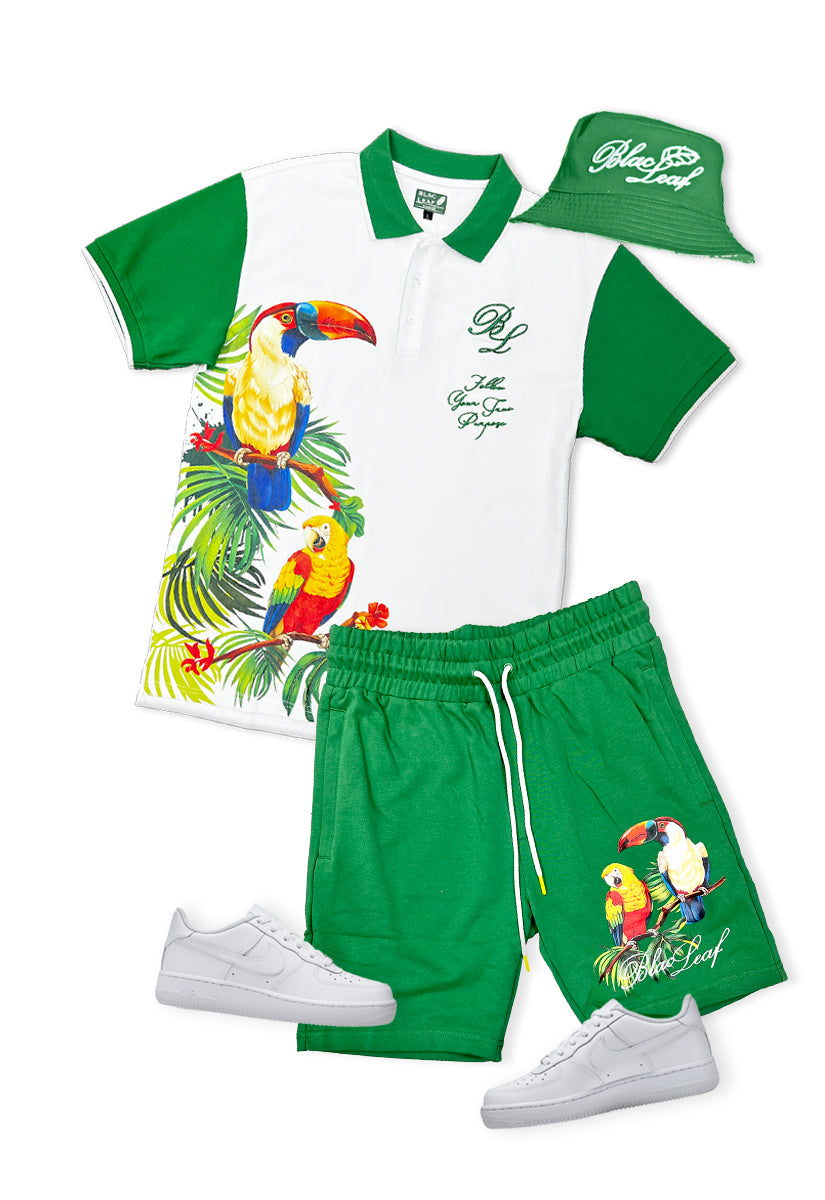 Paradise Vibes Polo, Knit Shorts and Bucket Hat Bundle