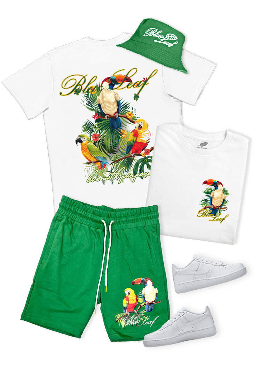 Blac Leaf Tropical Vibes Domestic Tee, Knit Shorts and Bucket Hat Bundle