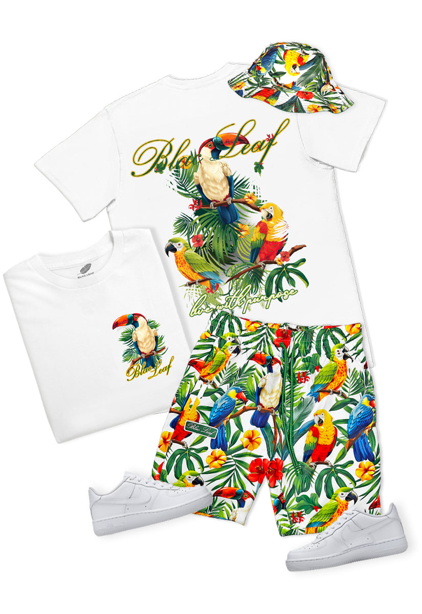Blac Leaf Tropical Vibes Domestic Tee, AOP Shorts  & Bucket Hat Bundle