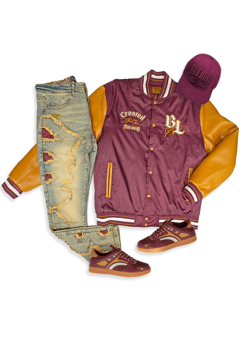 Created For The Strong Jacket, Bitten Denim Jeans, Sneakers and Dad Hat Bundle