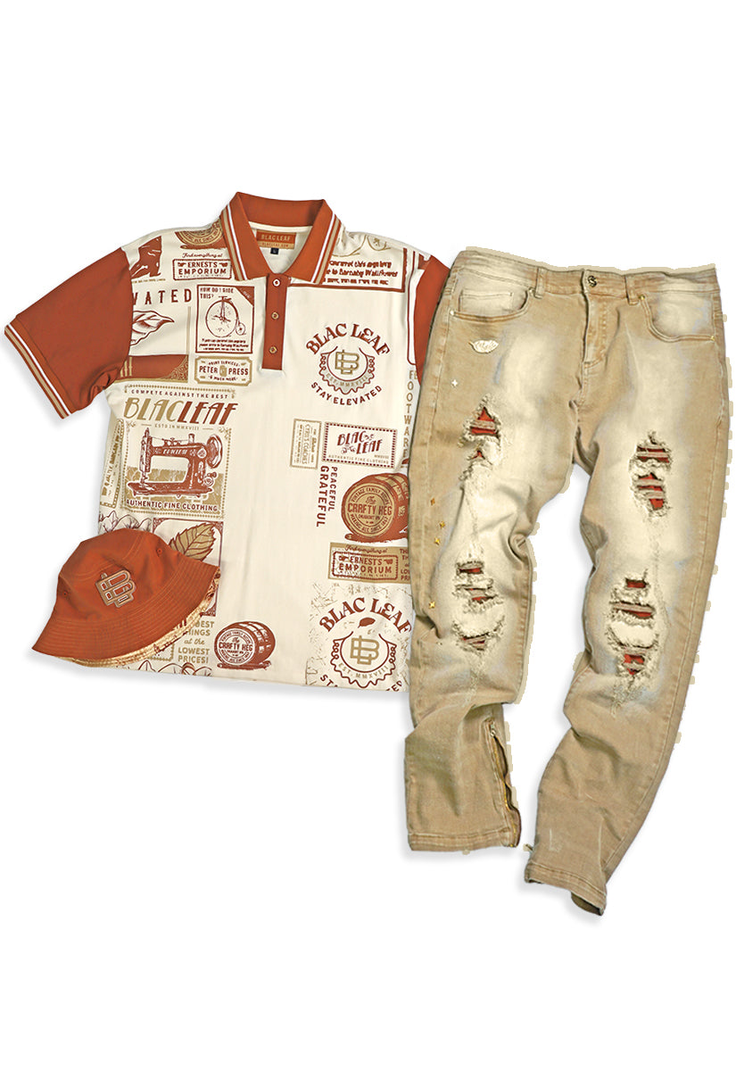 Stay Elevated Polo Shirt, Jeans, and Reversible Bucket Hat Bundle