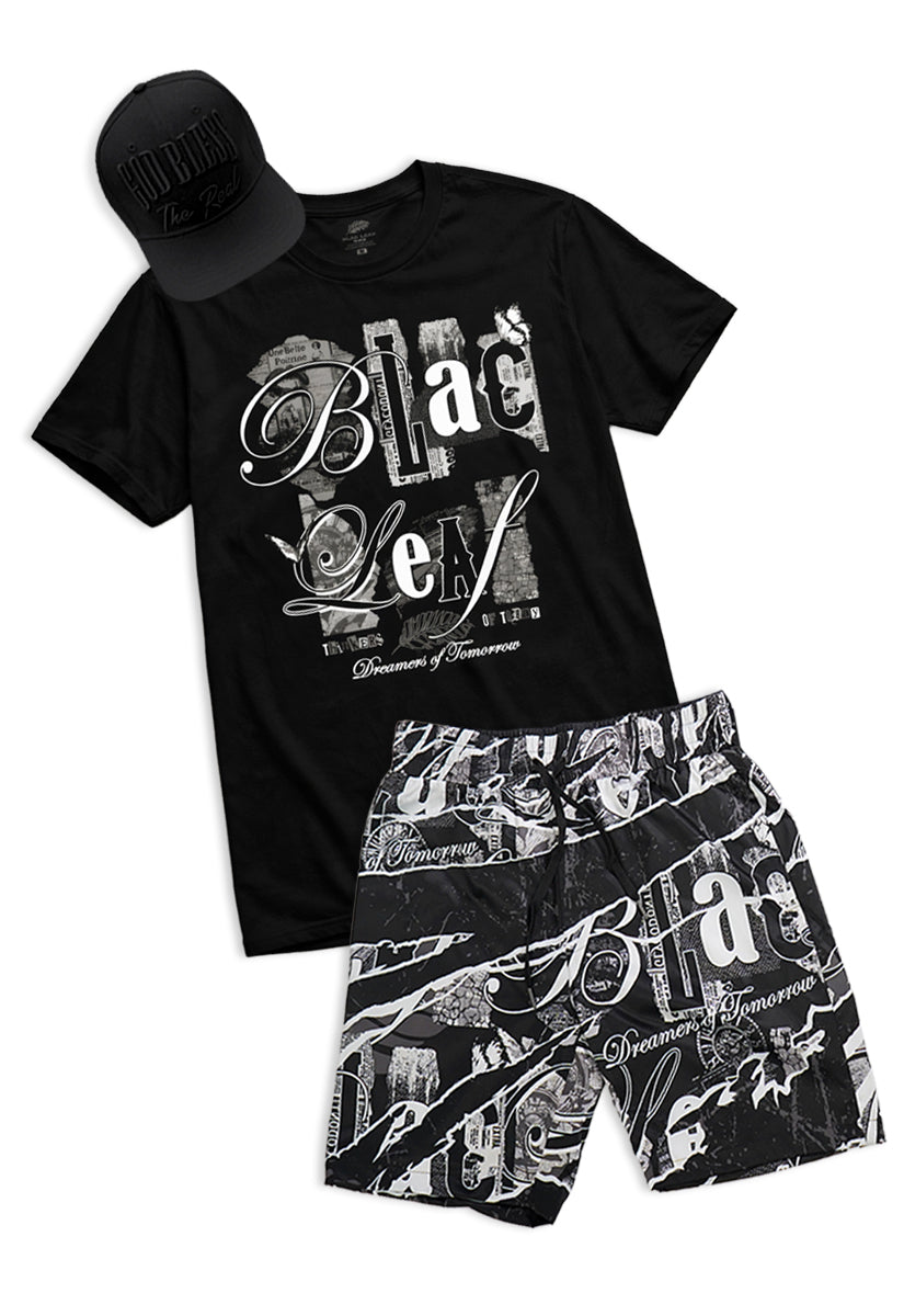Thinker of Today Domestic Black Tee, AOP Shorts and Strapback Hat Bundle