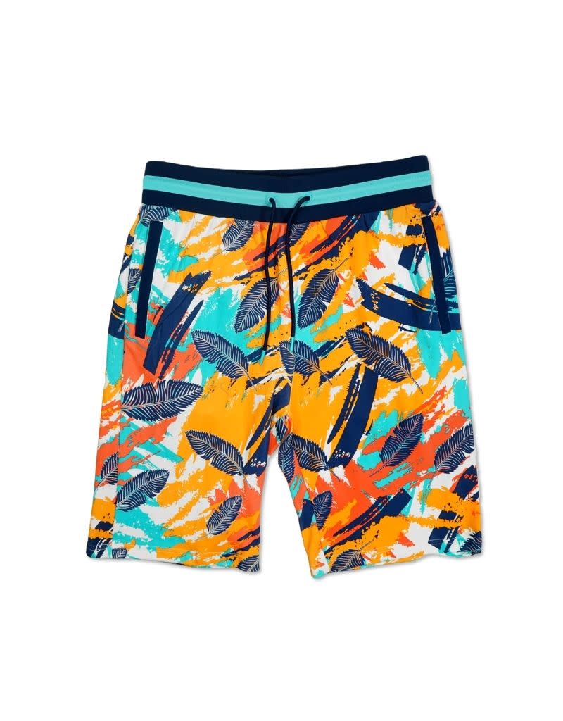 Abstract Leaf All-over Print Athletic Shorts